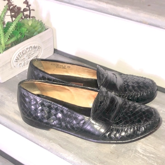 Cole Haan City Men’s Leather Woven Penny Loafers Black 11 main image 9